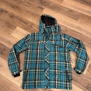 Liquido Teal and Black Plaid Ski Jacket